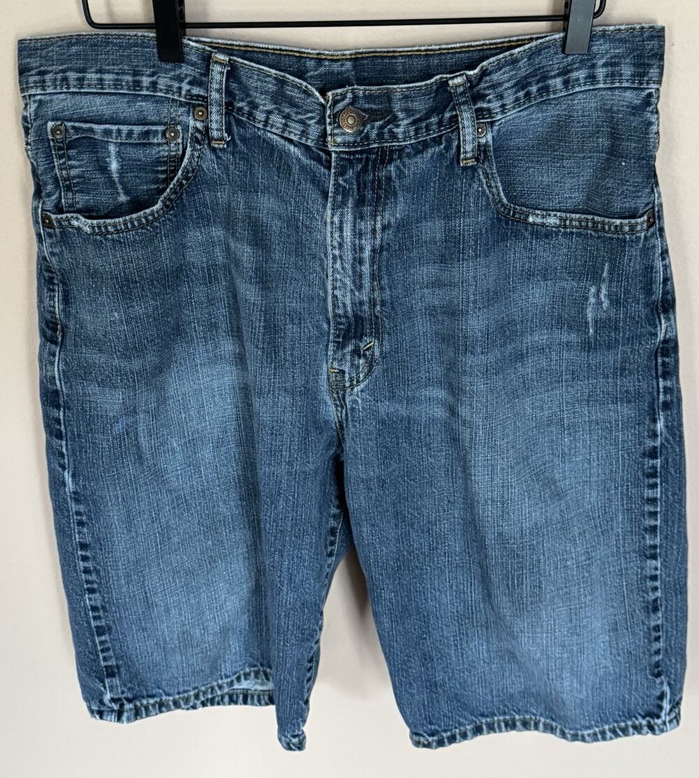 Levi's 569 Straight Loose Fit Baggy Wide-Leg Blue Denim Jean Shorts Men's 36